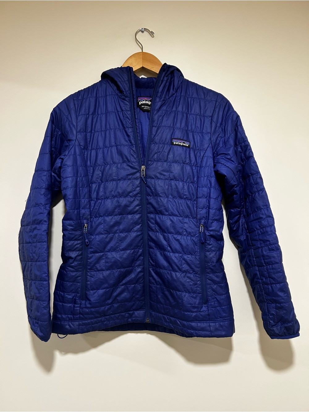 Patagonia Womens Hooded Nano Puff Jacket Royal Blue Size XS